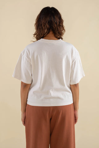 Boxy Crew Cotton Tee in Bone