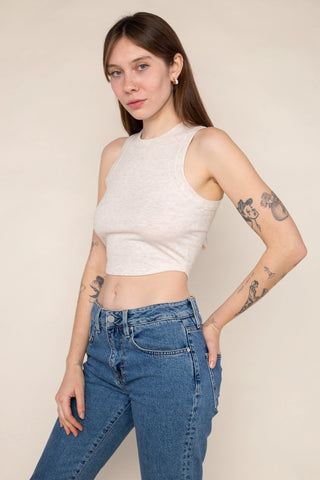 Lula Rib Knit Crop Tank in Natural