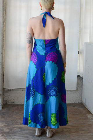 Stunning Vibrant Floral Halter Maxi