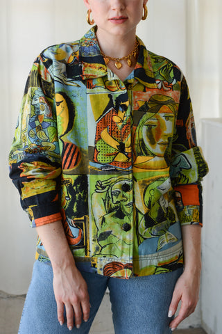 Picasso Cubism Portraits Linen Jacket