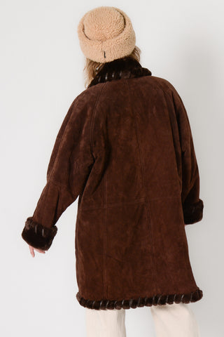 Chocolate Faux Fur Suede Winter Jacket