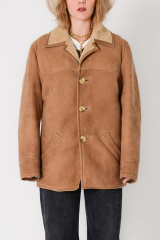 Camel Suede Shearling Jacket