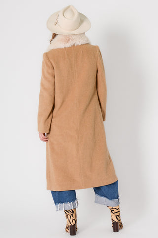 Cashmere Long Coat w Removable Fur Collar