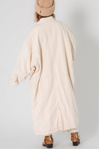 Cream Cotton Long Puffer Coat