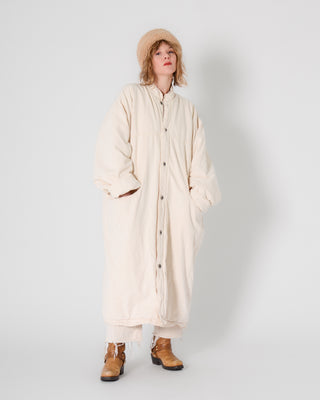 Cream Cotton Long Puffer Coat