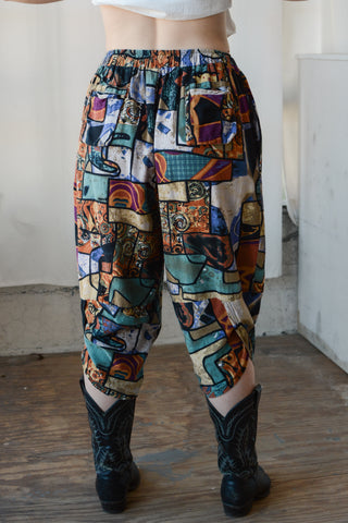 Abstract Cotton Capri Pants