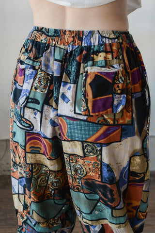 Abstract Cotton Capri Pants