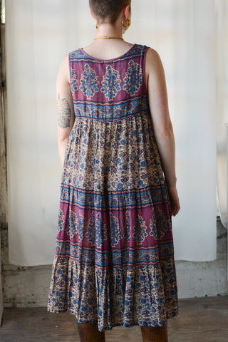 Paisley Gauzy Cotton Tiered Dress