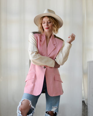 Cool Colorblock Linen Blazer