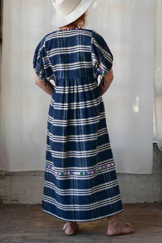 Stunning Needlepoint Embroidered Plaid Maxi