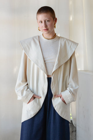 Curvy Oversized Collar Raw Silk Jacket