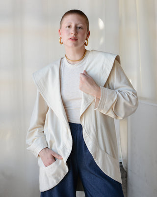 Curvy Oversized Collar Raw Silk Jacket