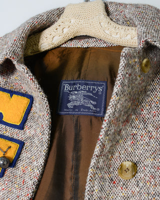 Burberry Prorsum Letterman Patch Tweed Coat