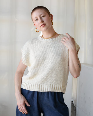 Pierre Cotton Sweater Top in Naturel