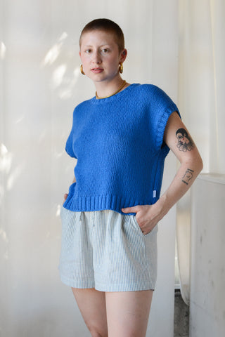 Pierre Cotton Sweater Top in Cobalt