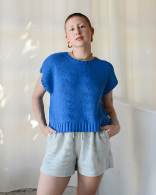 Pierre Cotton Sweater Top in Cobalt