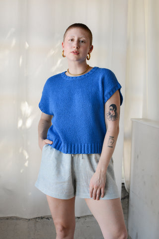 Pierre Cotton Sweater Top in Cobalt