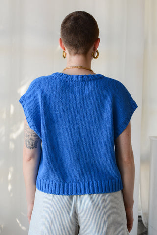 Pierre Cotton Sweater Top in Cobalt