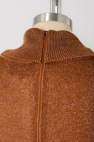 Copper 70s Metallic Knit Maxi Dress