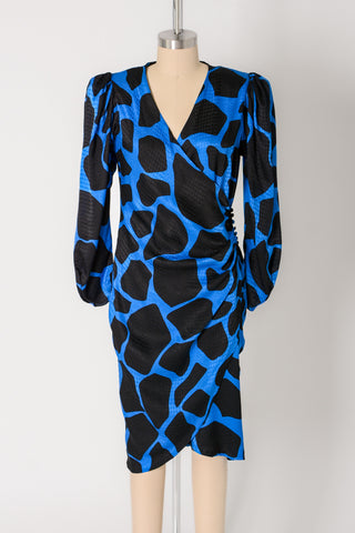 Flora Kung Abstract Silk Bias Wrap Dress