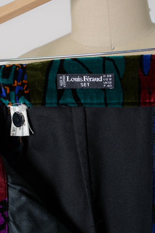 Louis Féraud Abstract Velvet Cigarette Pants