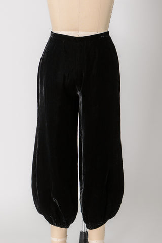 80s Black Velvet Crop Balloon Pants