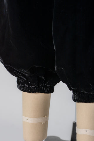 80s Black Velvet Crop Balloon Pants