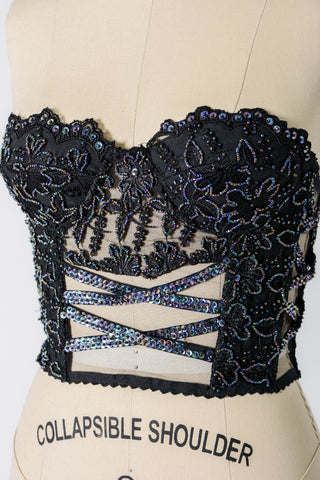 Irridescent Bedazzled Sheer Bustier