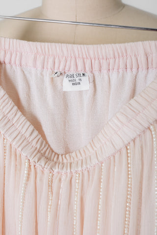 Blush Beaded Silk Chifon Midi Skirt