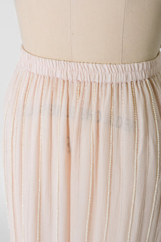 Blush Beaded Silk Chifon Midi Skirt