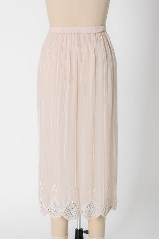 Blush Beaded Silk Chifon Midi Skirt