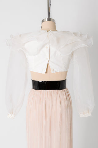 Sheer Ruffle Collar Ultra Crop Top