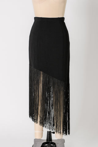 Tadashi Asymmetrical Fringe Knit Bodycon Skirt