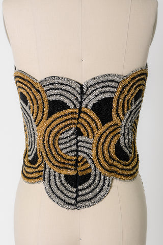 Amazing Oleg Cassini Beaded Silk Bustier