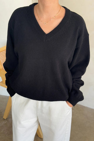 Gabby Cotton Sweater in Black