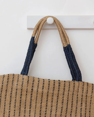 Indigo Stripes Jute Market Tote