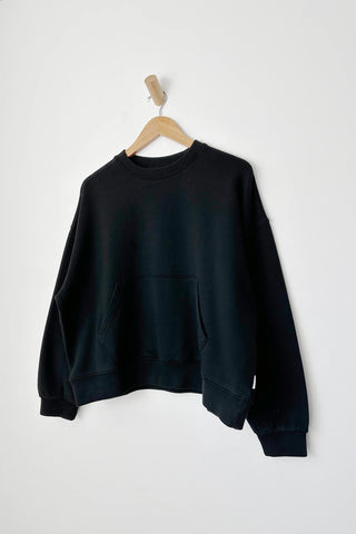 French Terry Poche Sweatshirt in Black