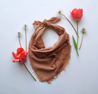 Raw Silk Bandana in Peach Fuzz