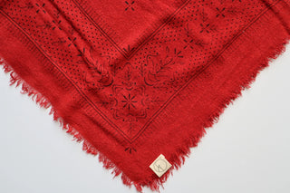 Classic Print Raw Silk Bandana in Poppy